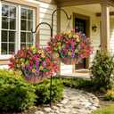 HyeFlora 2 Set Artificial Outdoor Flowers Hanging Basket, Faux Hanging Plants for Outside Spring Decoration, Fake Silk UV Resistant Look Real Daisy for Porch Patio Home Decor