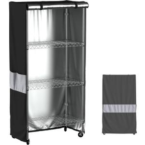 Wire Shelf Cover, 600D Heavy Duty Waterproof Dustproof Standing Shelf Units Cover, Storage Rack Cover with Zipper for Metal Shelving (48" W x 18" D x 72" H) (Black & Grey)