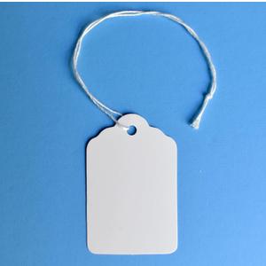 500 Merchandise Tags with String Attached - 2 1/4 x1 7/16 - White Marking Hanging Paper Tags with Strings, Labels to Tie On