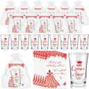 Havawish Quinceanera Party Favors for Guests Quinceanera Acrylic Clear Shot Glasses Thank You Cards with Organza Bags Mis Quince Anos Sweet 15 Birthday Party Favors(Red,50 Sets)