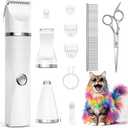 Cat Grooming Clippers Kit with Paw Trimmer, 3 in 1 Electric Pet Hair Trimmer Supplies for Thick Matted Hair, Heavy Coat Butt Shaver Cat Razor Fur Trimmer for Dogs at Home (White)