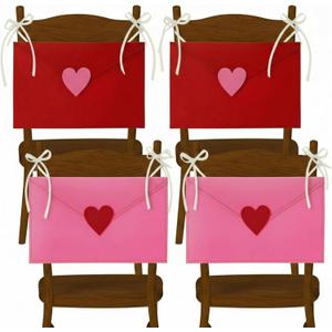 Frienda 4 Pcs Valentine's Day Envelope Chair Covers Red and Pink Valentine's Seat Covers Dining Decoration Chair Slipcover Protector for Home Wedding Holiday Hotel Kitchen Decor, 12.01"D x 10.04"W x 0.79"H