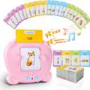Upgraded Talking Flash Cards for Toddlers, 1 Year Old Boy Girl Birthday Easter Gift, Montessori Toys 1 2 3 Year Old, 224 Sight Words Flash Cards Kindergarten,Speech Therapy Toys Toddlers 1-3,Pink