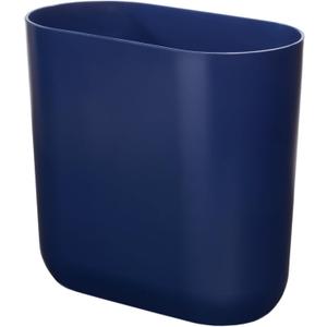 iDesign Small Slim Plastic Bathroom Can, Garbage Can for Bedroom, Office, Desk, Dorm, Navy Blue