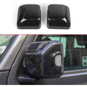 Rearview Mirror Cover Trim Shell Kit Car Rear View Mirror Exterior Decoration Accessories for Jeep Wrangler JL JLU 2018-2022 & Gladiator JT (Carbon Fiber Grain)