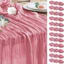 Wokceer Cheesecloth Table Runner 12Pack 10FT Dusty Rose Boho Gauze Cheese Cloth Table Runner for Party Long Rustic Sheer Table Runners for Baby Bridal Shower Wedding Easter Table Decor