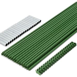 RAOOKIF Garden Stakes 6ft, 6ftx20 Pcs Plastic Coated Steel Plant Support Stakes Kit with 40 Connectors 40 Rotatable Clips, DIY Outdoor Plant Support Stakes for Growing Climbing Plants