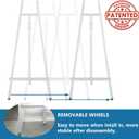 A - Frame Wooden Display Easel - Adjustable Lyre Beechwood Studio Easel Stand Holding Canvas Up to 90", Inclinable Artist Floor Painting Easel for Artwork Painting, White