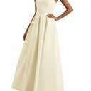 PRETTYGARDEN Cocktail Dresses for Women 2026 Spring Elegant Ruffle A Line Long Flowy Summer Formal Wedding Guest Maxi Dress (Beige,Large)