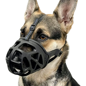 Dog Muzzle, Basket Muzzle for Biting, Chewing and Scavenging, Humane Cage Mouth Cover, Perfect for Grooming and Training Large Aggressive Reactive Dogs (L, Black)