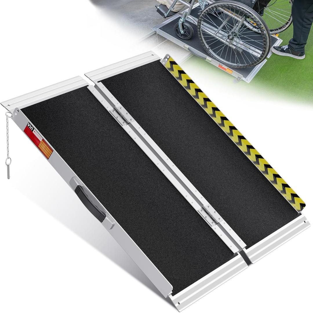 VNN Portable Wheelchair Ramp 3FT, Non-Slip Aluminum Ramps for Wheelchairs for Home, Handicap Wheelchair Ramps for Home Steps, Aluminum Loading Dock Plates, Doorways, Curbs, Stairs (3FT (Usable height 3-9 inch))