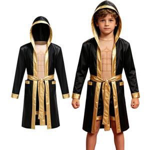 Boxer Costume Kids Boxing Sumo Wrestler WWE 4 Pcs Cosplay Halloween, L
