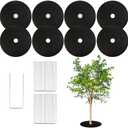 Tezhile 8 Pack Non-Woven Tree Mulch Ring 20.5 Inch, Round Mulch Ring Tree Protector Mat with 20 Garden Stakes, Reusable Heavy Duty Weed Barrier Fabric for Weed Control Root Protection