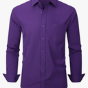 Men's Dress Shirts Long Sleeve Button Down Shirt Business Formal Stretch Shirt Regular Fit with Pockets XXL, Purple 