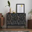Abyssaly Black and Gold Wallpaper Dark Floral Peel and Stick Wallpaper Vintage Leaf Contact Paper Removable Self Adhesive Moody Botanical Vinyl Wrap for Bedroom Bathroom Shelf DIY Decor 17.3" x 118"