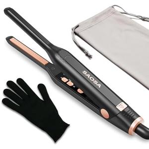 SAOSA Pencil Flat Iron, 3/10" Small Flat Irons for Short Hair, Pixie Cut and Bangs, Mini Hair Straightener for Edges, Tiny Hair Straightener Dual Voltage with Adjustable Temperature, Auto Shut Off