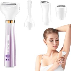 Electric Razor for Women 4 in 1 Rechargeable Electric Shaver for Lady Waterproof Portable & Skin-Friendly Painless Hair Trimmer