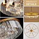 31.5" 12-Light Modern Crystal Chandelier Light Fixtures 3 Rings Gold Luxury Chandeliers for Living Room Glam Round Hanging Ceiling Pendant Lighting for Entryway Kitchen Bedroom Dining Room, Diameter 31.5", 12-Light
