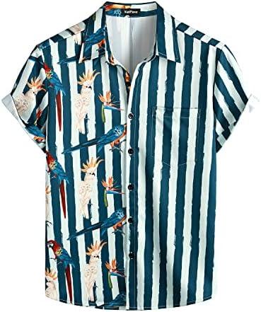 VATPAVE Mens Hawaiian Flamingo Shirts Casual Tropical Short Sleeve Button Down Shirt Summer Beach Shirts (XL)