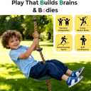 DECORLIFE Tree Swing for Kids, Adjustable Rope Swing Disc Swing for Outside with Platform Carabiners and Strap Outdoor, Playground Accessories, Green