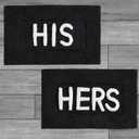 Creative Home Ideas Cotton 2-Piece Bath Rug Set - Soft Cotton Bath Mat - Bathroom Decor - Water Absorbent and Machine Washable - Measures 20"x32" - His & Hers - Black