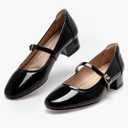 Mary Jane Shoes Low Heels Dress Pumps for Women With Adjustable Ankle Strap - 2 Inch Chunky Heel for Dressy Casual Occasions 6.5