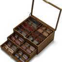 NEWLOOP 10/20/30 Wooden Pattern Sunglass Organizer Multiple Pairs of Eyeglass Ultra-thin Frame Storage Box for Women Men