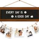 CJIAWYS Picture Frames Collage Photo Hanging Display, Felt Letter Board with 340 Letters and 15 Clips, Picture Board Rustic Frames for Wall Dorm Room Decor Christmas Holiday Birthday Party Present