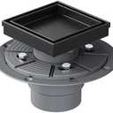 Neodrain 4-Inch Square Shower Drain with Removable Tile Insert Grate, 304 Stainless Steel, Includes Shower Drain Base Hair Strainer, Matte Black