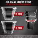 ALOANES 52-Slot Metal Wrench Organizer, Heavy Duty Tool Tray for Tool Box, Fit SAE & Metric Wrench Storage, 4 Pack Wrenches Holders(Black)