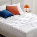 Bedsure Queen Mattress Pad - Quilted Fitted Mattress Topper Protector with 8-21 Inches Deep Pocket, Noiseless Breathable Bed Cover Padded, Machine Washable, White,78"×80"
