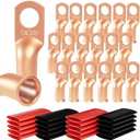 20pcs 4 Awg - 3/8" Sanuke Wire Lugs Ring Terminal Connectors Ends Heavy Duty for Battery Cable Lug Wire Electrical Eyelets with 3:1 Dual Wall Adhesive Heat Shrink