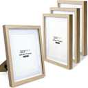 8x10 Shadow Box Frame, 4 Pack Picture Frame Set, Wall Picture Frame, Farmhouse Wood Rustic Picture Frames with Tempered Glass Gallery Wall Tabletop Display (Natural Wood, 8X10) (8X10 Mat 6X8)