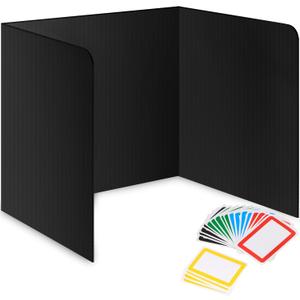 22-Pack Desk Dividers for Students - Durable & Waterproof Plastic Study Carrel Divider, Classroom Folders Teacher Supplies, Easy-to-Clean Plastic Privacy Shield Folder Boards for Student Desks, Black