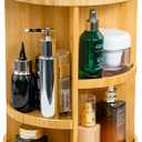 VVW Rotating Bamboo Makeup Organizer,360 Degree Spinning Adjustable Bamboo Vanity Makeup Holder Rack,Large Capacity Cosmetics Storage Display Box,Fits Makeup,Skincare,Cologne (Beige1)