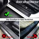 Inner Door Sill Protectors for Toyota RAV4 2020-2024, 4-Piece Set Anti-Scratch Scuff Plates, Matte Carbon Fiber Texture, Full-Coverage Crown Adhesive No Edge Lifting, Paint-Safe Removable Entry Guards