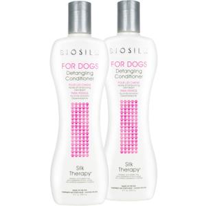 BioSilk for Dogs Silk Therapy Dog Detangling Conditioner, Dog Coat Conditioner to Help Smooth Knots and Tangles and Support Soft Manageable Coats During Routine Grooming, 12 Fl Oz - 2 Pack