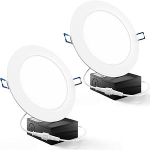 Sunco Recessed Lighting 6 Inch LED, Canless Ceiling Lights Slim with Junction Box, 850 LM, 14W (100W Equivalent), 5000K Daylight, Dimmable, Wafer Thin, 50000 Lifetime Hours ETL 2 Pack.