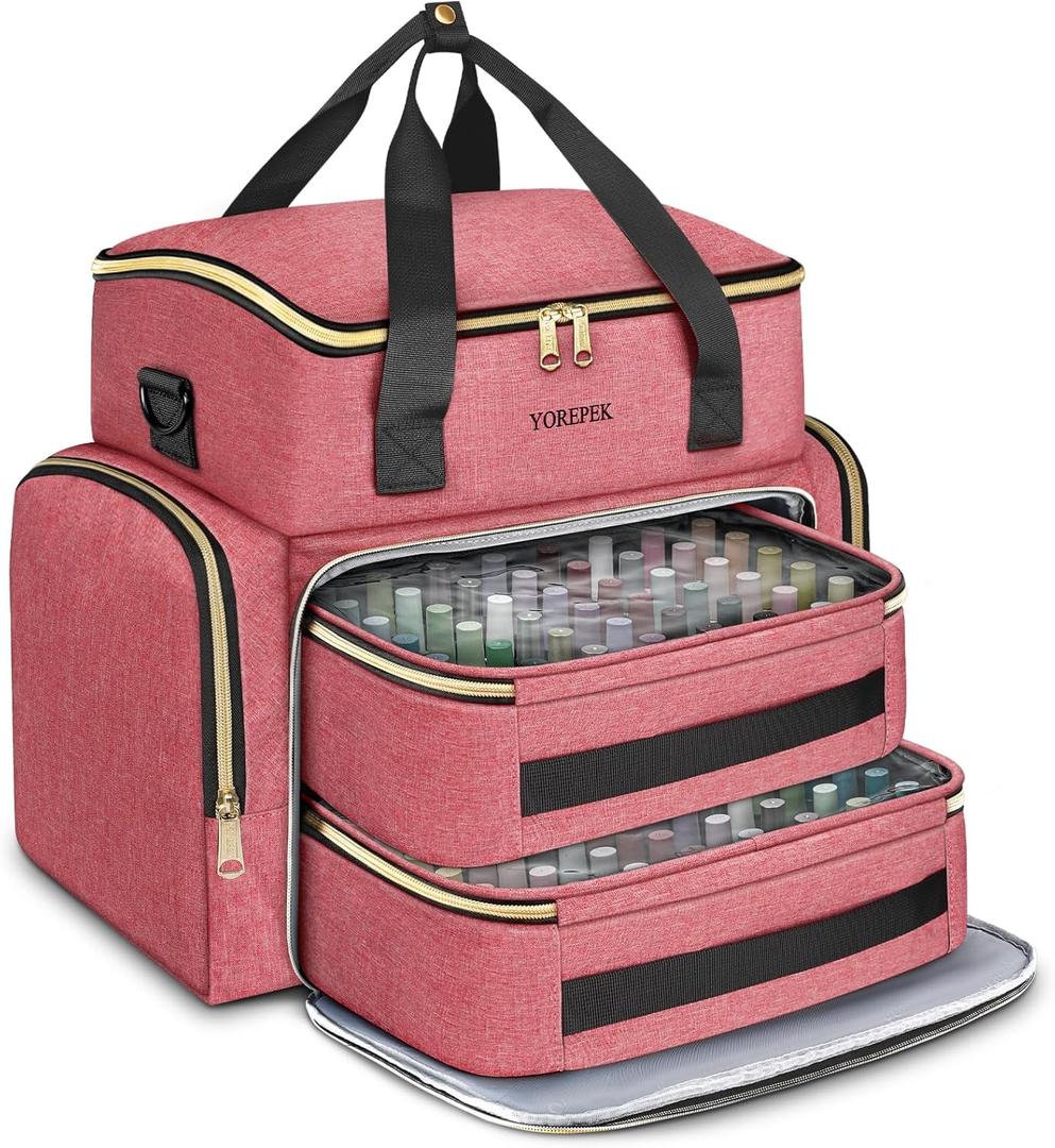 YOREPEK Nail Polish Organizer Case With Foam Inserts Protect Up 96 to 100+ Bottles (15ml/0.5 fl.oz) UV lamp, Travel Nail Tech Carrying Case with Adjustable Space for Gel Dip Powder Tips Set, Pink YOREPEK Nail Polish Organizer Case With Foam Inserts Protect Up 96 to 100+ Bottles (15ml/0.5 fl.oz) UV lamp, Travel Nail Tech Carrying Case with Adjustable Space for Gel Dip Powder Tips Set, Pink