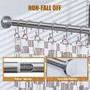 Ausemku Shower Curtain Rod 32-80 Inch Adjustable - 1 Inch Diameter Heavy Duty No drill Spring Tension Shower Rod, Non-Slip Rustproof Telescopic Rod for Bathroom, Nickel