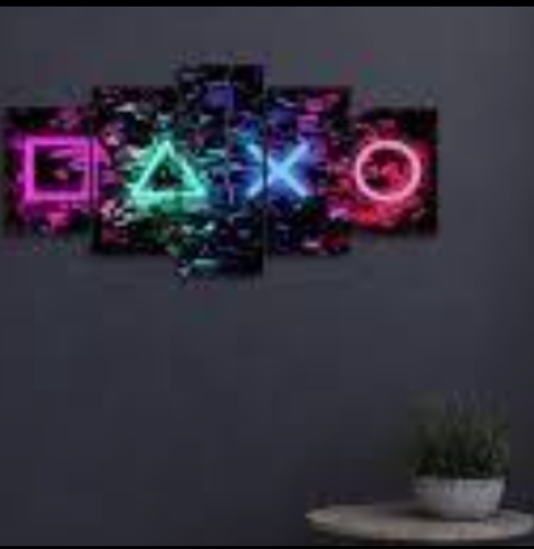 Biufo Gamer Symbol Canvas Wall Art Paintings Gaming Wall Decor Print Picture Artwork for Kids Boys Game Room Playroom Bedroom Decor (Small)