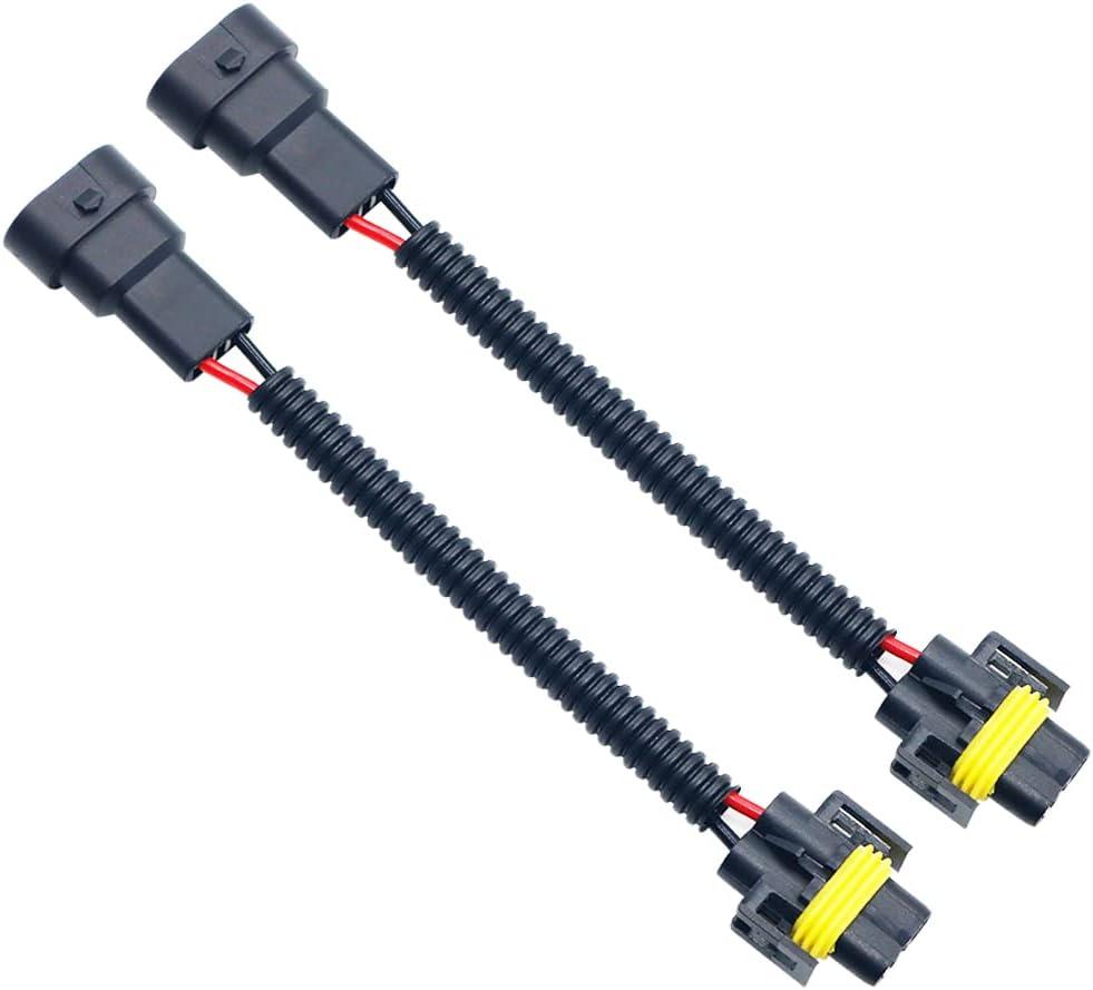 9005 HB3 9006 HB4 Male to H11 H8 H9 Female Conversion Connector Wiring Harness Headlight Fog Light Plug Cable Socket Connector (9005 9006 Male to H11 Female)