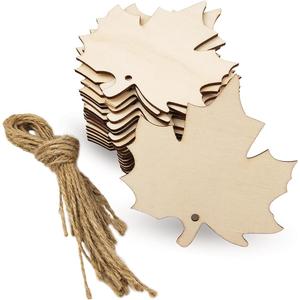 32 Pack Wood Maple Leaf Cutouts Unfinished Wooden Maple Leaf Hanging Ornaments DIY Maple Leaf Craft Gift Tags for Thanksgiving Home Party Decoration Craft Project