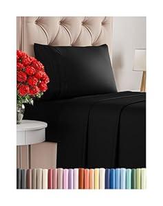 Twin XL Size 3 Piece Sheet Set Bed Sheets Set Black