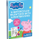 Peppa Pig 16 Watercolor Valentines with 16 Paintbrushes, Pack of 3