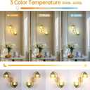 Battery Operated Wall Sconce, 2-Lights Vinatge Brass Wall Lighting Up and Down with Green Tulip Shade for Living Room, Bedroom, Symmetrical 2 Pack