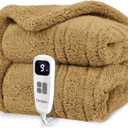 Heated Blanket Electric Blanket Throw - Fast Heating Blanket Throw Double Sided Sherpa Ultra Soft Cozy with 10 Heating Levels & 2-10 Hours Auto Off, Mashine Washable, 50 x 60 Inches, Camel