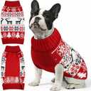 Christmas Dog Sweaters for Small Medium Large Dogs and Cats,Pet Soft Warm Holiday Outfit Girl & Boy,Pup Winter Clothes Turtleneck Double Knitting Collar for Outdoors Playing, 2Pcs: Sizes M, S