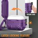 MOBOSI for AirPods Pro 2 Case with Lock, Compatible with AirPod 2nd Gen Cover [Fit for MagSafe], Military Grade Hard Shell for iPods Pro2 with Cleaner Kit & Keychain for Men(2023), Purple