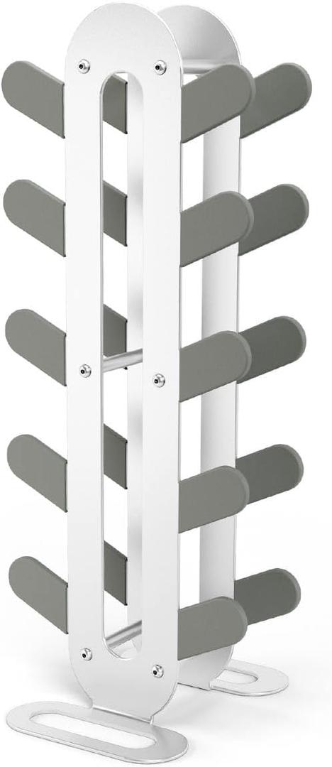 Compact Dumbbell Rack Stand – Space-Saving Weight Rack for Home Gym, Sturdy Weight Holder for Dumbbells, Small Weight Rack for Women’s Weights & Free Weight Storage (Dumbbells Not Included) (White, 5-Tier)